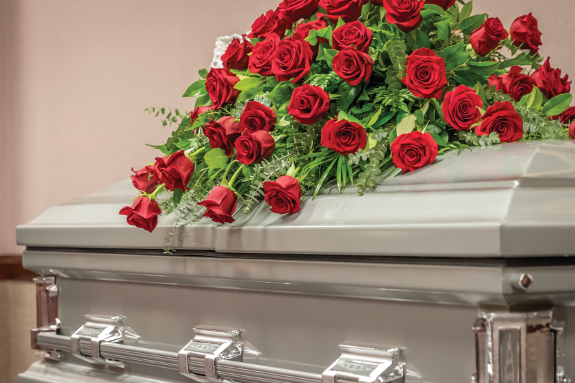 Beautiful red rose casket spray