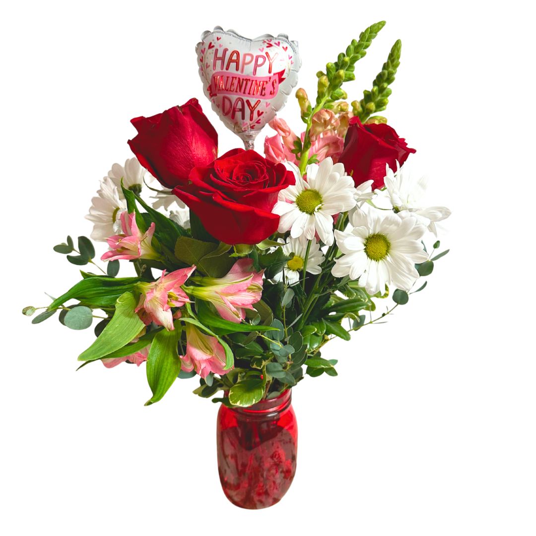 Mixed Mini Bouquet with Air Filled Foil Balloon